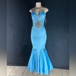 Elegant Blue Strapless Dress by Mandalay